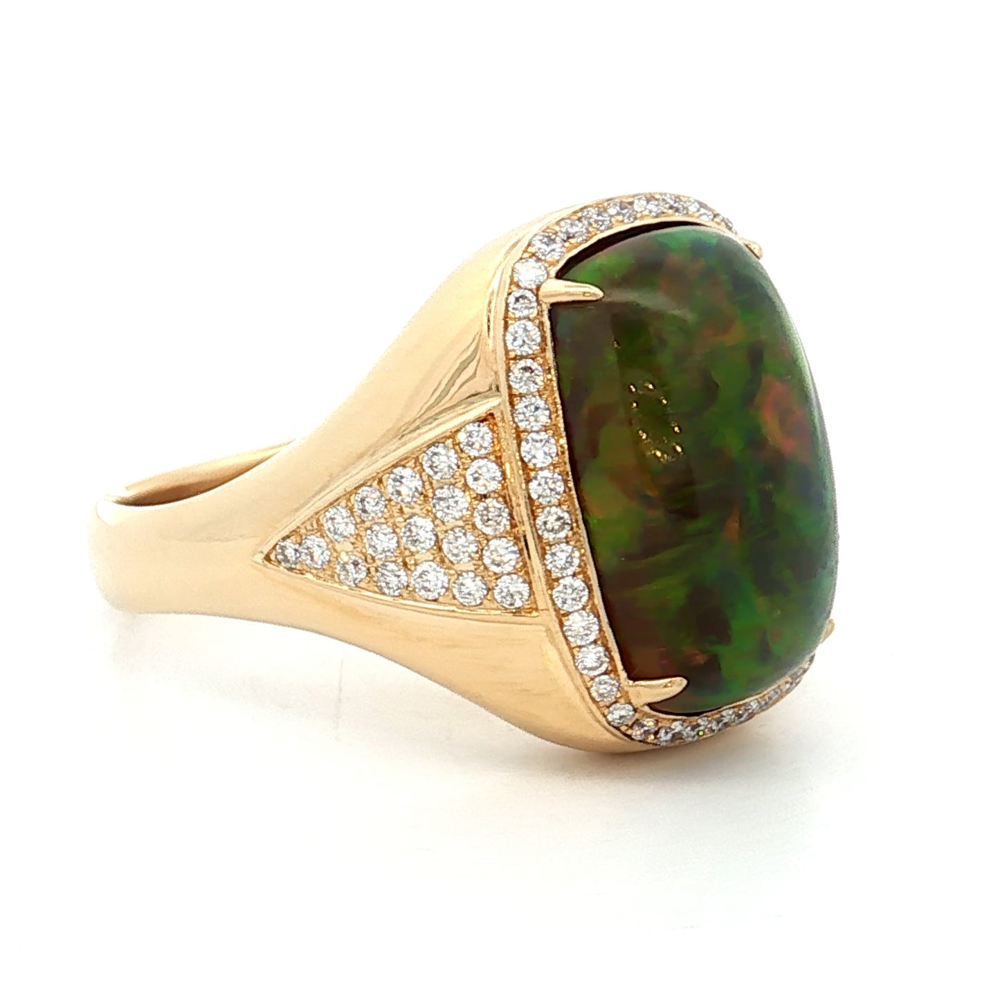 7.18 Mens Cabochon Ethiopian Jelly Opal Ring 18k