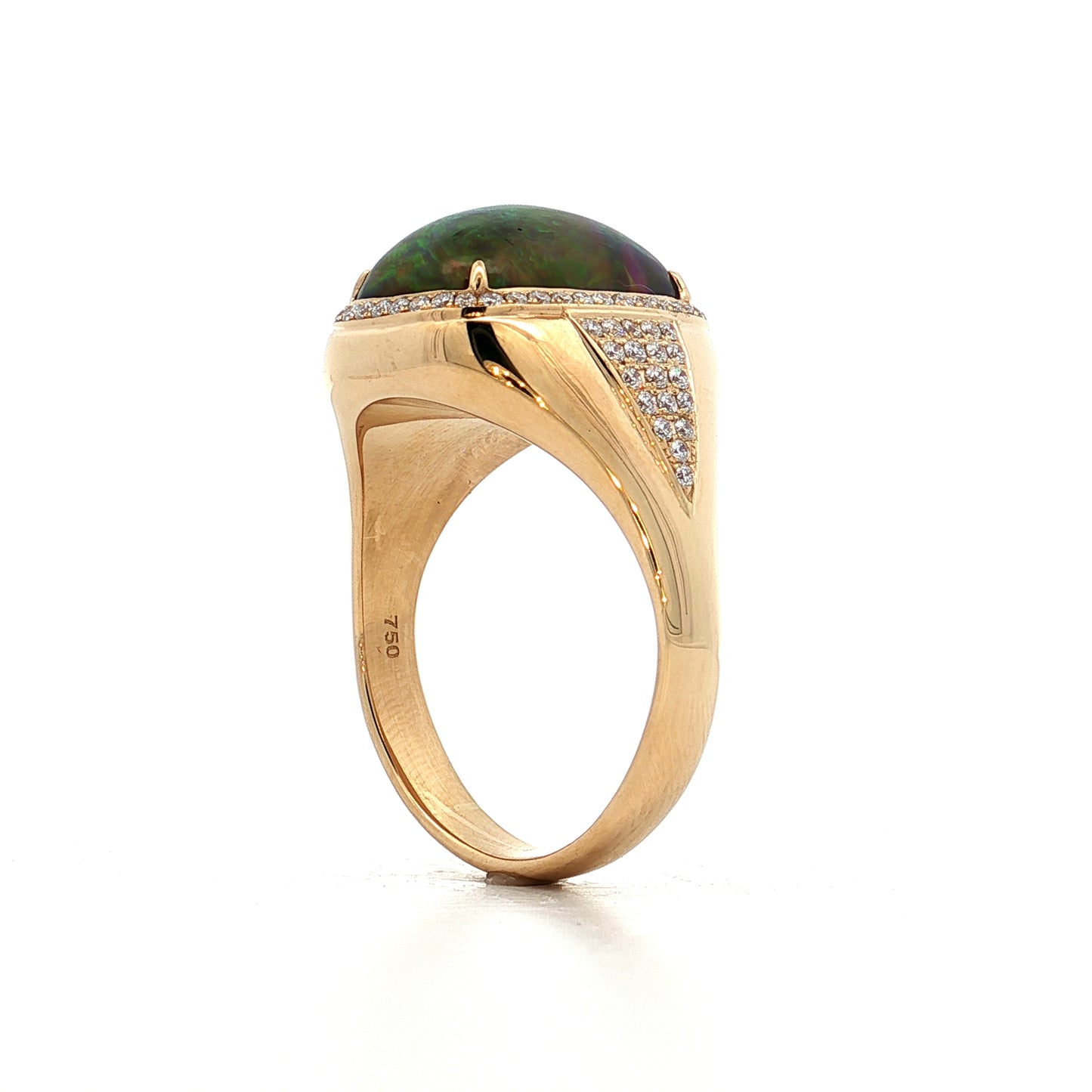 7.18 Mens Cabochon Ethiopian Jelly Opal Ring 18k