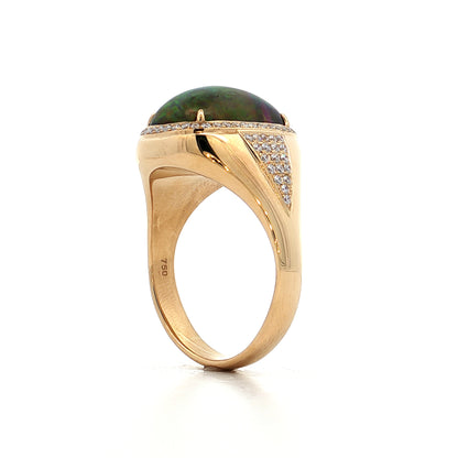 7.18 Mens Cabochon Ethiopian Jelly Opal Ring 18k