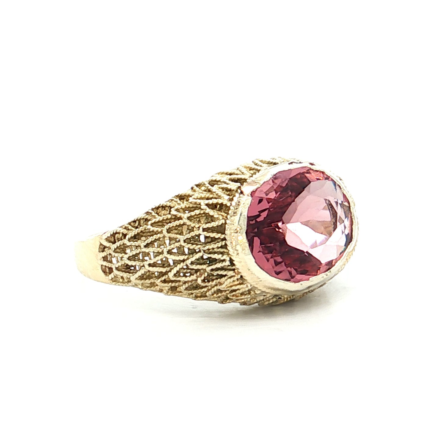 2.03 Oval Pink Tourmaline Cocktail Ring 14k