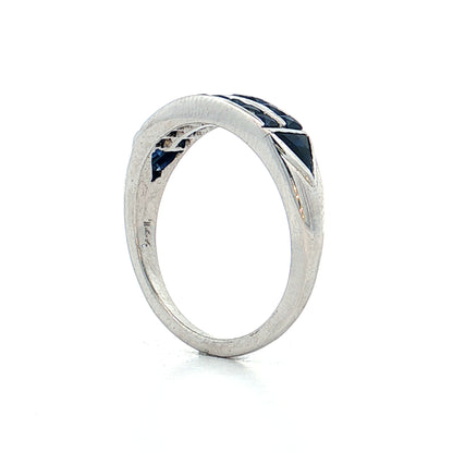 .64 Vintage Deco French Cut Sapphire Stacking Ring 14k