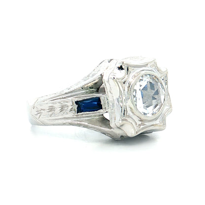 .74 Mens Antique Rose Cut Diamond Ring 18k White Gold