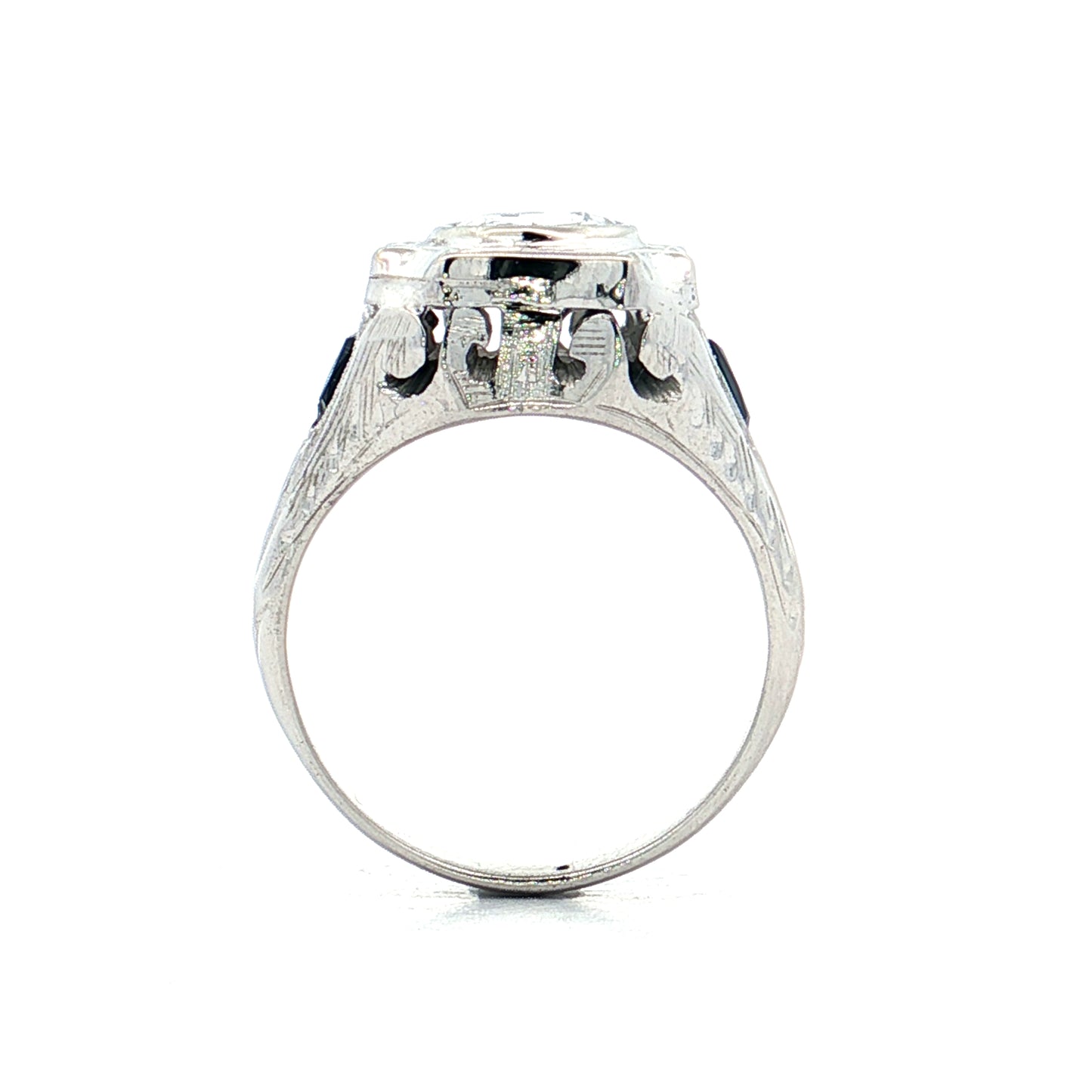 .74 Mens Antique Rose Cut Diamond Ring 18k White Gold