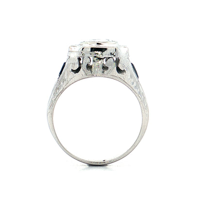 .74 Mens Antique Rose Cut Diamond Ring 18k White Gold