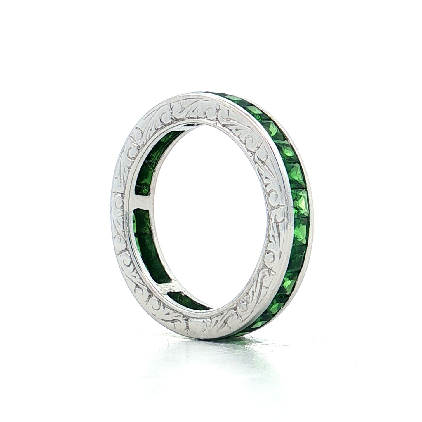 1.74 Tsavorite Garnet Eternity Band 18k White Gold
