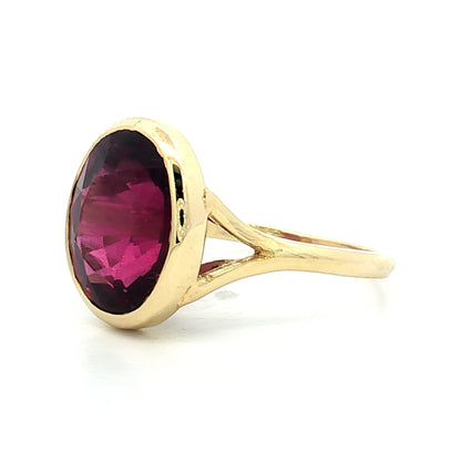6.33 Oval Rhodolite Garnet Cocktail Ring 18k Yellow Gold