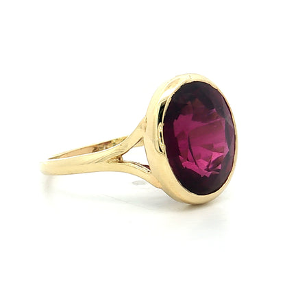 6.33 Oval Rhodolite Garnet Cocktail Ring 18k Yellow Gold
