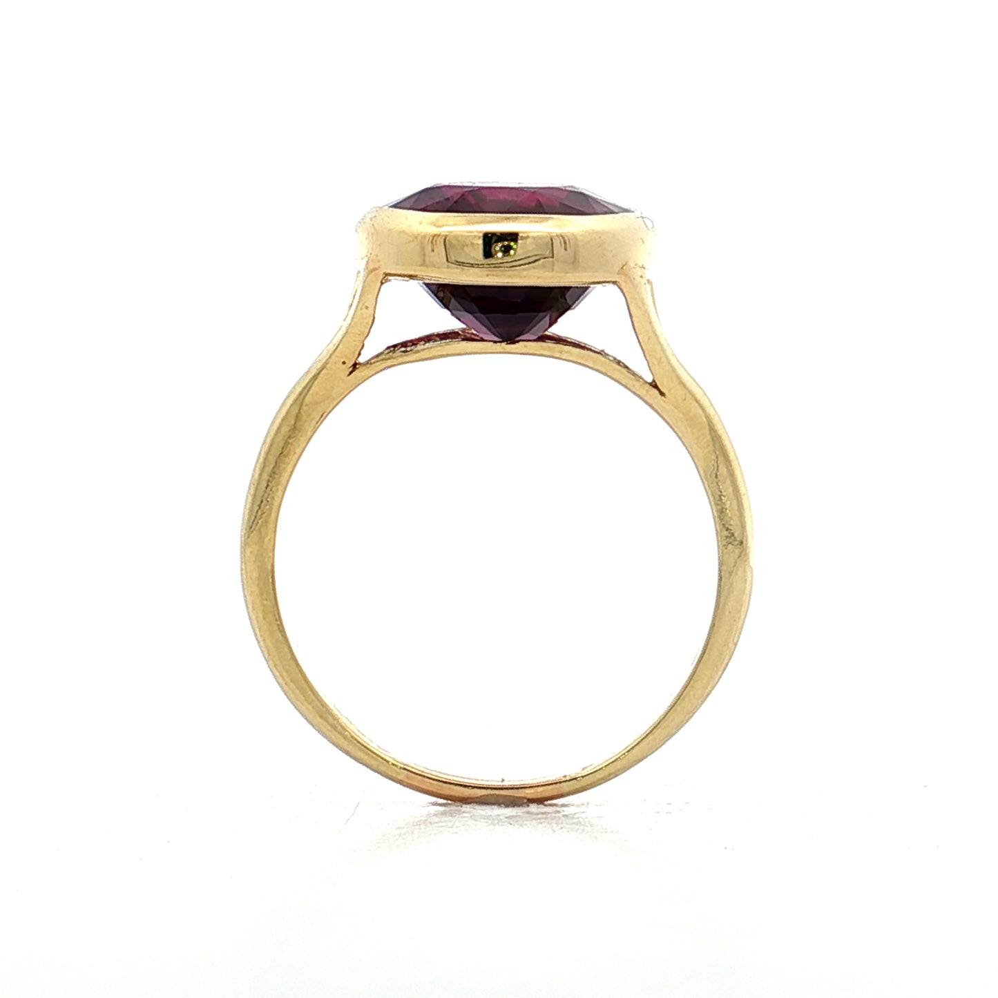 6.33 Oval Rhodolite Garnet Cocktail Ring 18k Yellow Gold