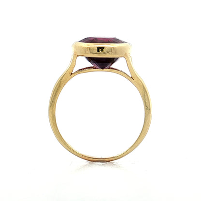 6.33 Oval Rhodolite Garnet Cocktail Ring 18k Yellow Gold