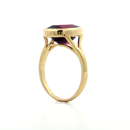 6.33 Oval Rhodolite Garnet Cocktail Ring 18k Yellow Gold
