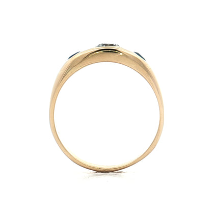 .25 Vintage Three Stone Diamond & Sapphire Ring 14k