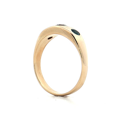 .25 Vintage Three Stone Diamond & Sapphire Ring 14k