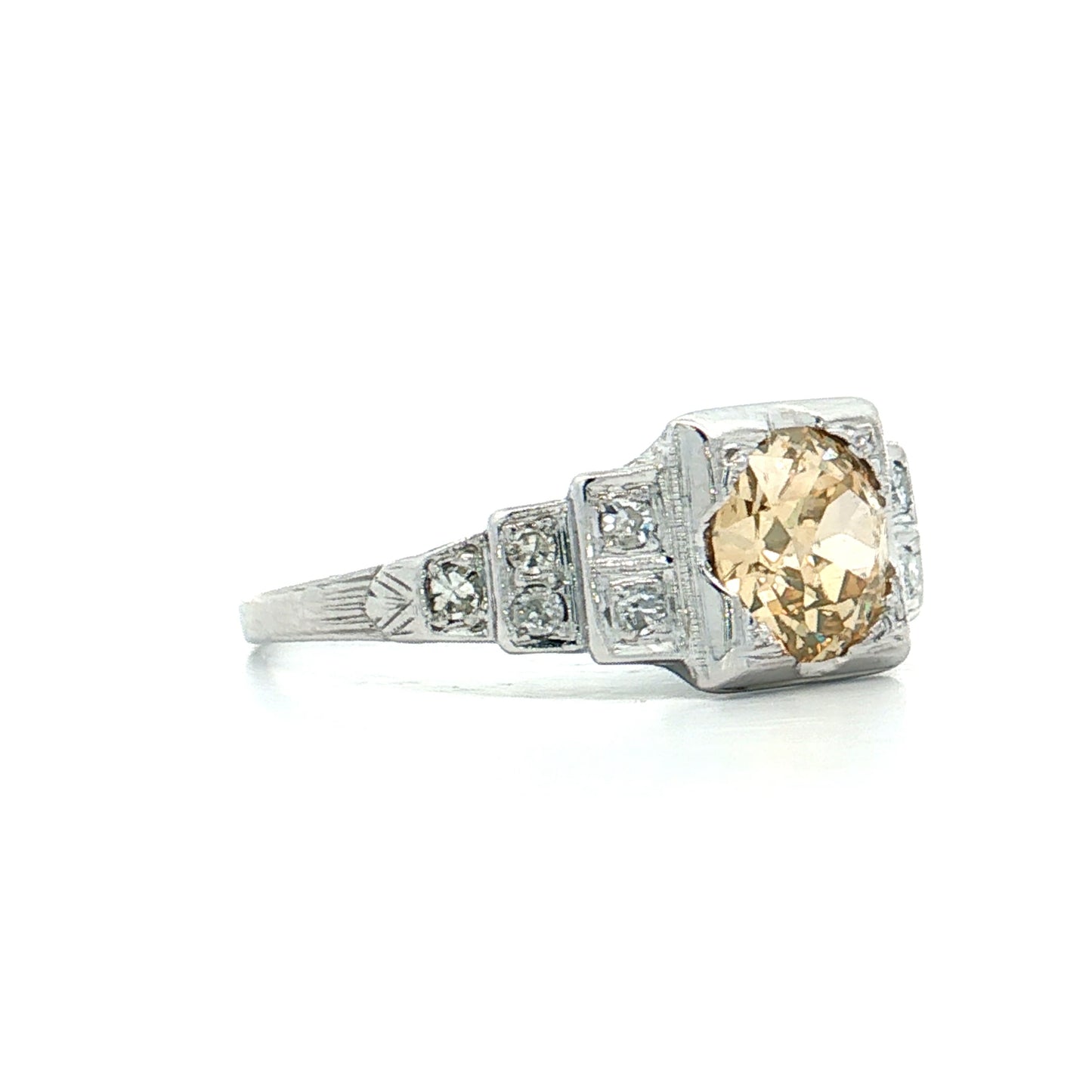 1.13 Vintage GIA OEC Diamond Engagement Ring 18k