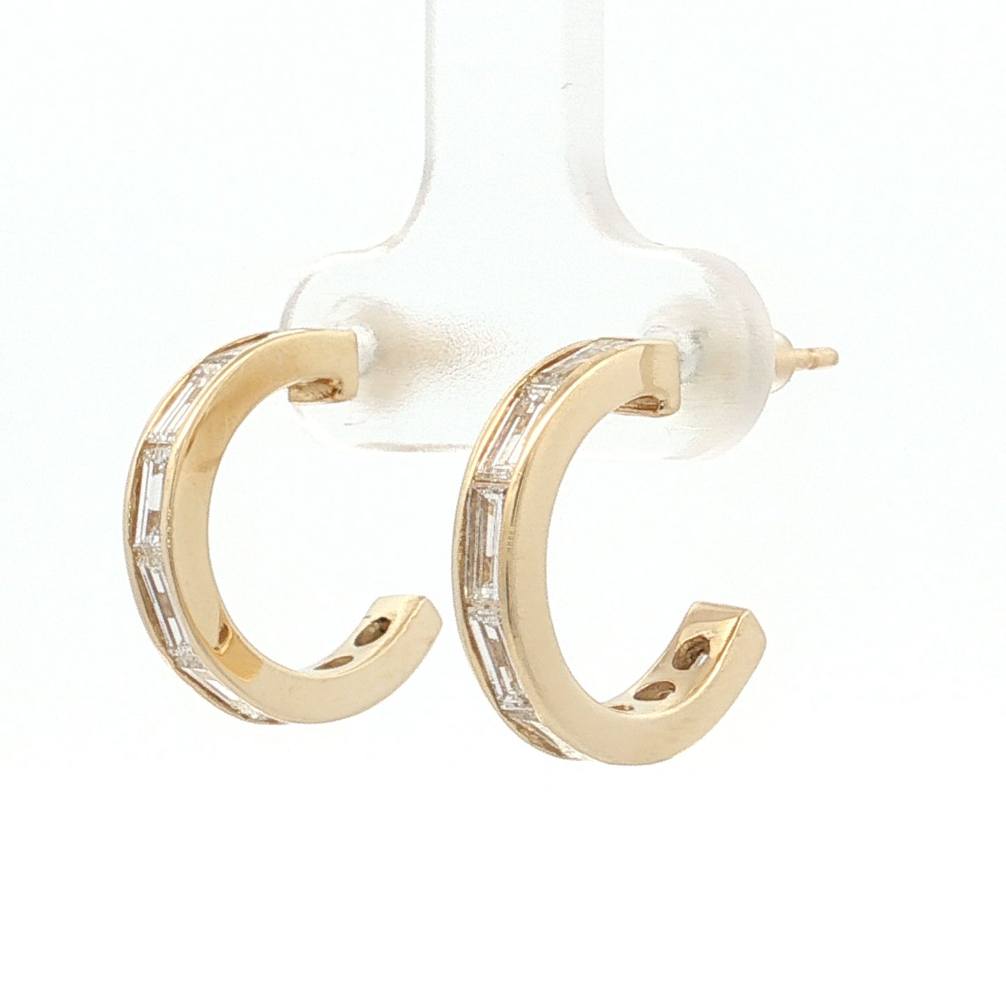 1.80 Baguette Diamond Hoop Earrings 18k Yellow Gold