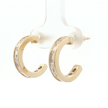1.80 Baguette Diamond Hoop Earrings 18k Yellow Gold