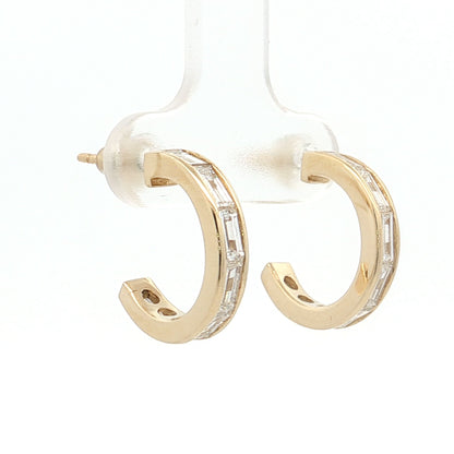 1.80 Baguette Diamond Hoop Earrings 18k Yellow Gold