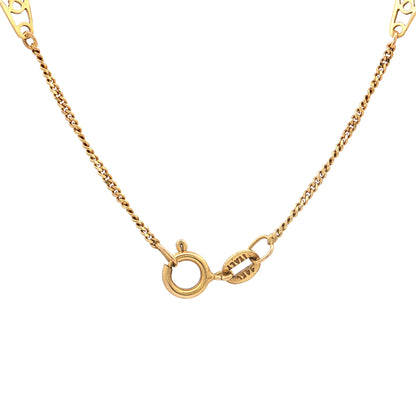 30" Vintage Geometric Station Necklace 14k Yellow Gold