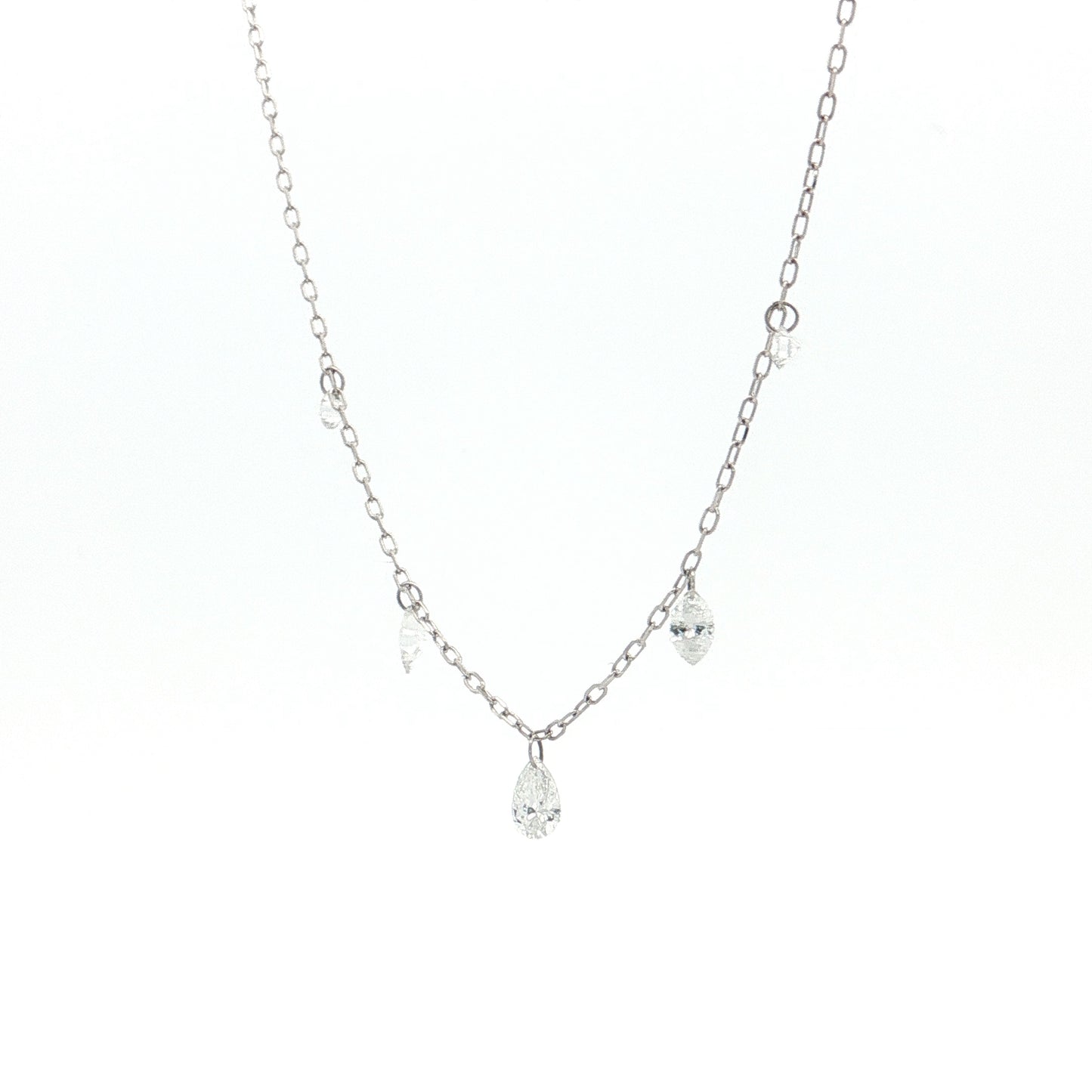 .54 Mixed Diamond Cut Necklace 18k White Gold