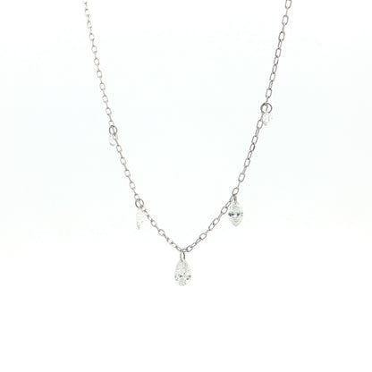 .54 Mixed Diamond Cut Necklace 18k White Gold