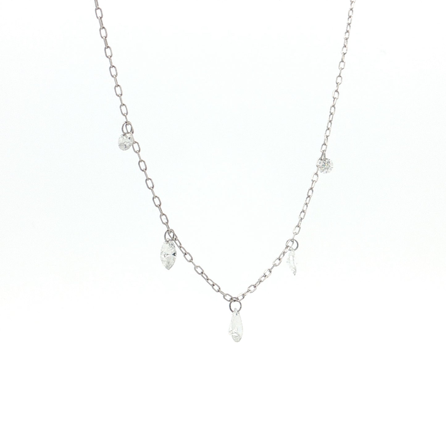 .54 Mixed Diamond Cut Necklace 18k White Gold