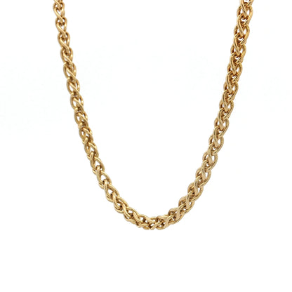 18" Woven Wheat Chain Necklace 14k Yellow Gold
