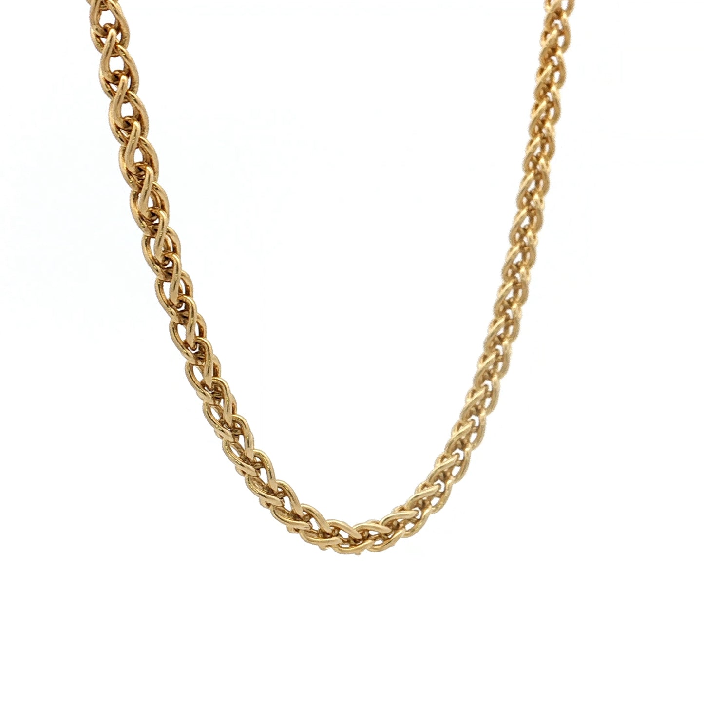 18" Woven Wheat Chain Necklace 14k Yellow Gold