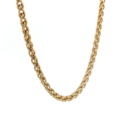 18" Woven Wheat Chain Necklace 14k Yellow Gold