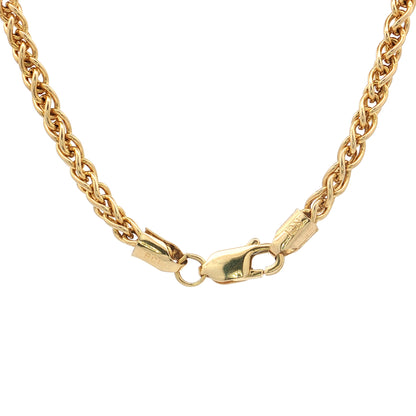 18" Woven Wheat Chain Necklace 14k Yellow Gold