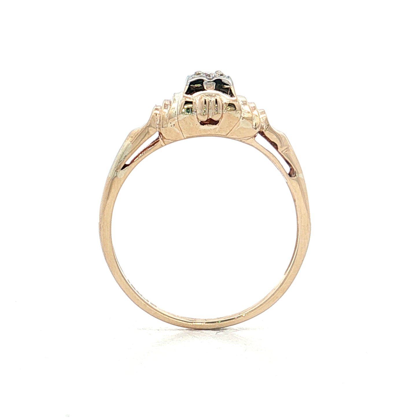 .06 Retro Diamond Engagement Ring Two-Tone 10k