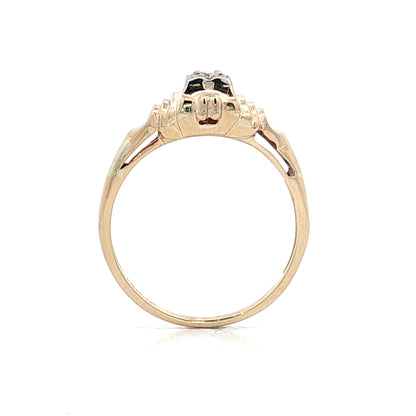 .06 Retro Diamond Engagement Ring Two-Tone 10k