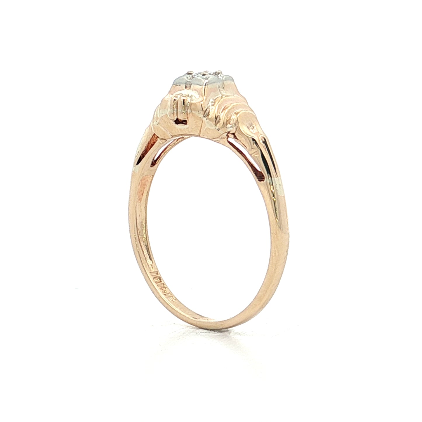 .06 Retro Diamond Engagement Ring Two-Tone 10k