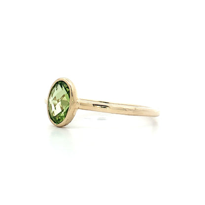 .74 Oval Peridot Engagement Ring 14k Yellow Gold