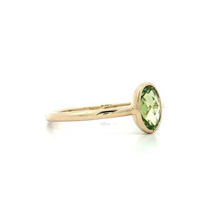 .74 Oval Peridot Engagement Ring 14k Yellow Gold