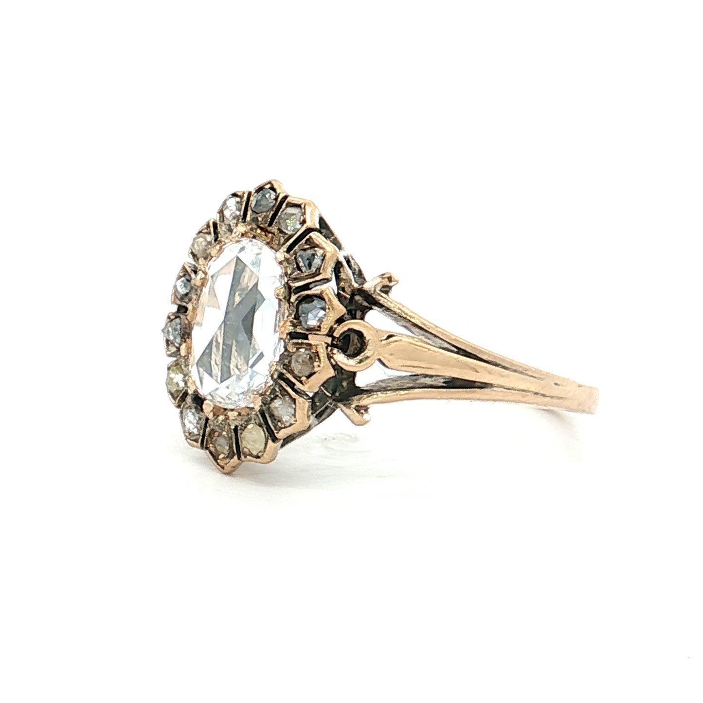 .44 Vintage Victorian Rose Cut Diamond Engagement Ring 14k