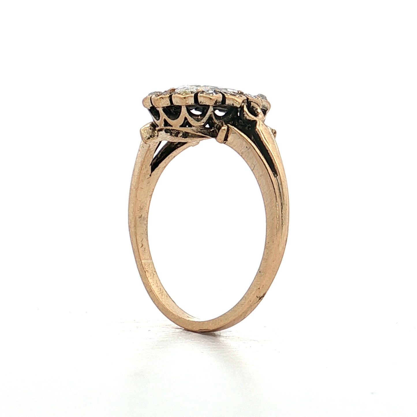 .44 Vintage Victorian Rose Cut Diamond Engagement Ring 14k