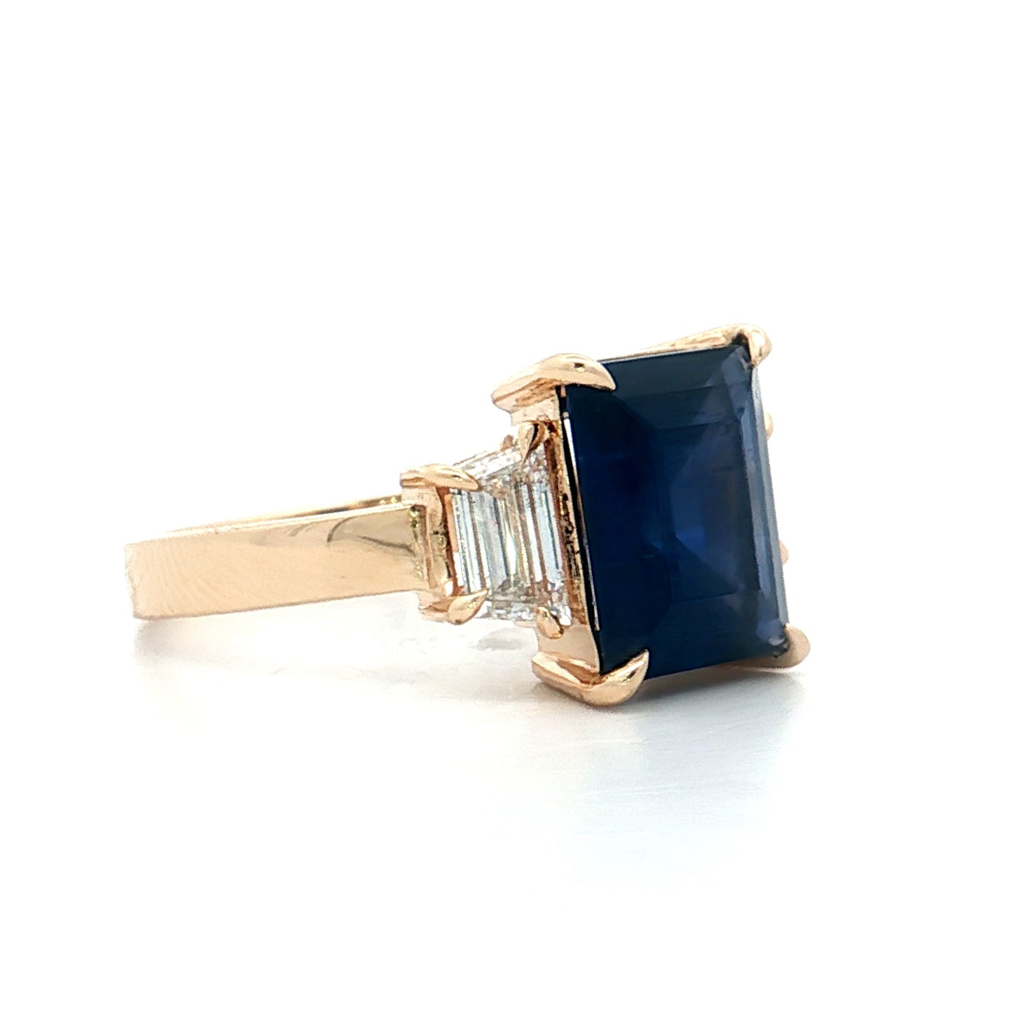 3.81 GIA Emerald Cut Sapphire Engagement Ring 14k