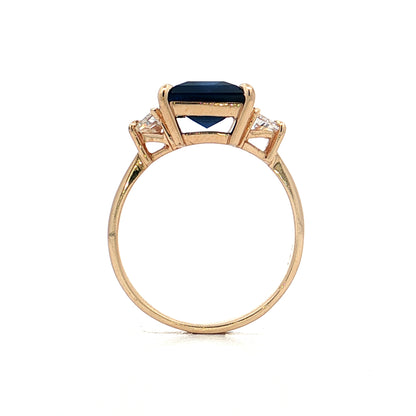 3.81 GIA Emerald Cut Sapphire Engagement Ring 14k