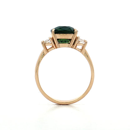 4.26 Cushion Cut Green Sapphire Engagement Ring 14k