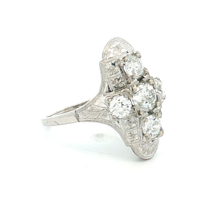 .81 Antique Art Deco Diamond Cocktail Ring 18k