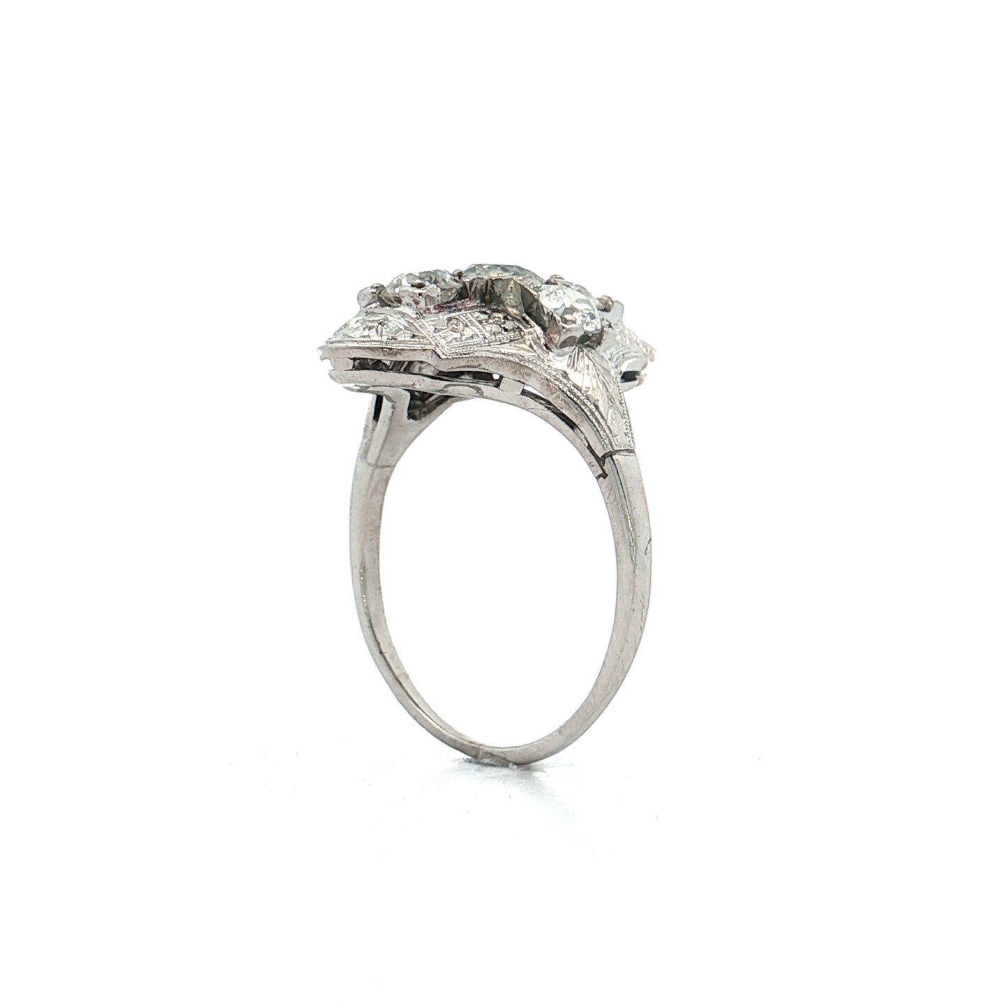 .81 Antique Art Deco Diamond Cocktail Ring 18k