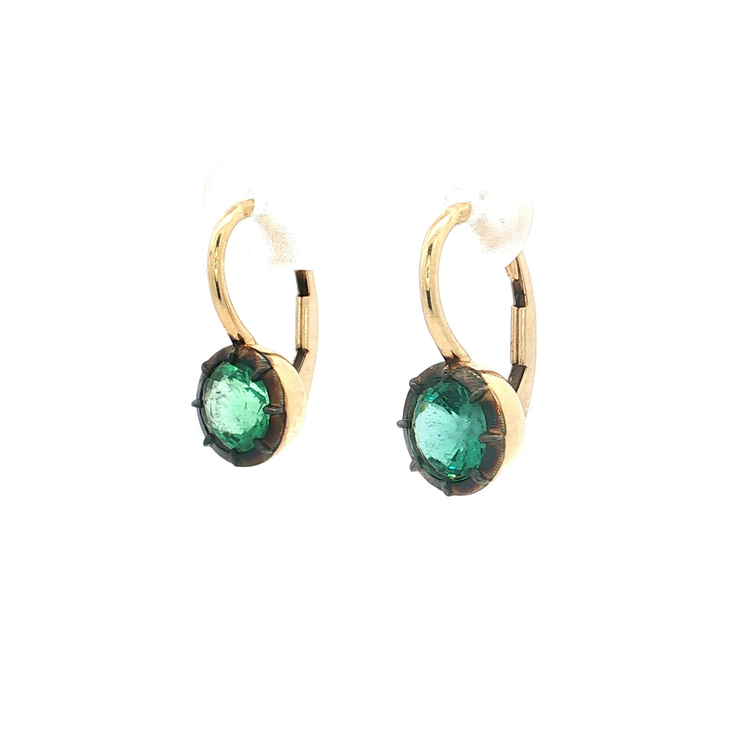 1.50 Emerald Drop Earrings 18k Yellow Gold