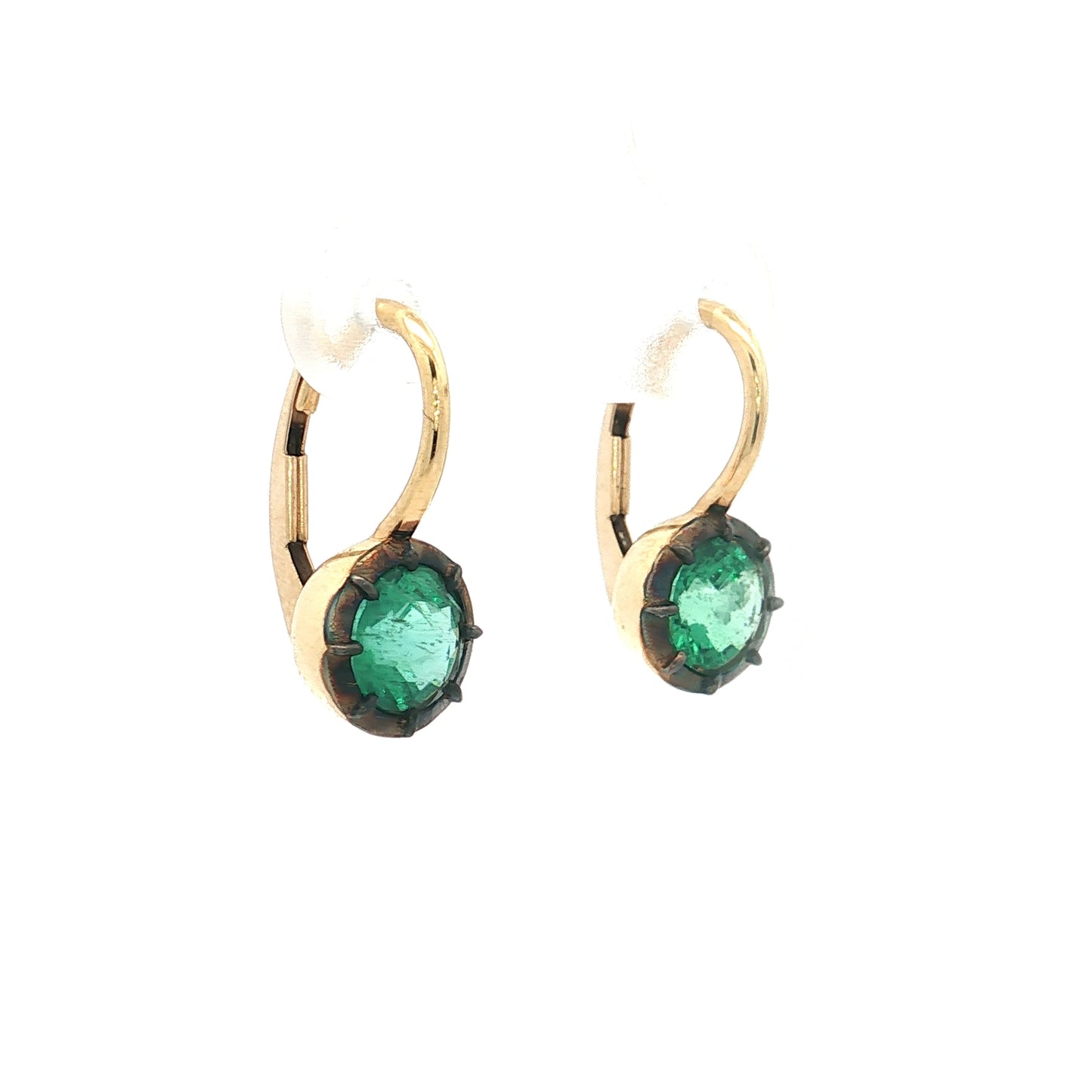 1.50 Emerald Drop Earrings 18k Yellow Gold