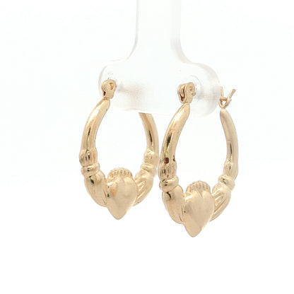 22mm Claddagh Hoop Earrings 14k Yellow Gold