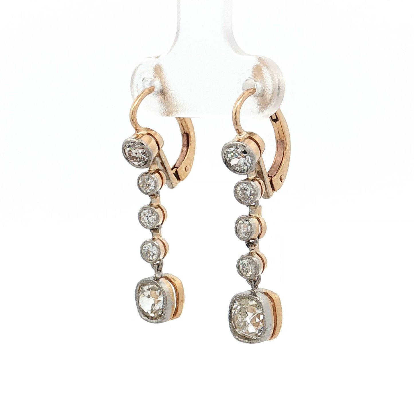 2.70 Old Mine Cut Diamond Drop Earrings 18k