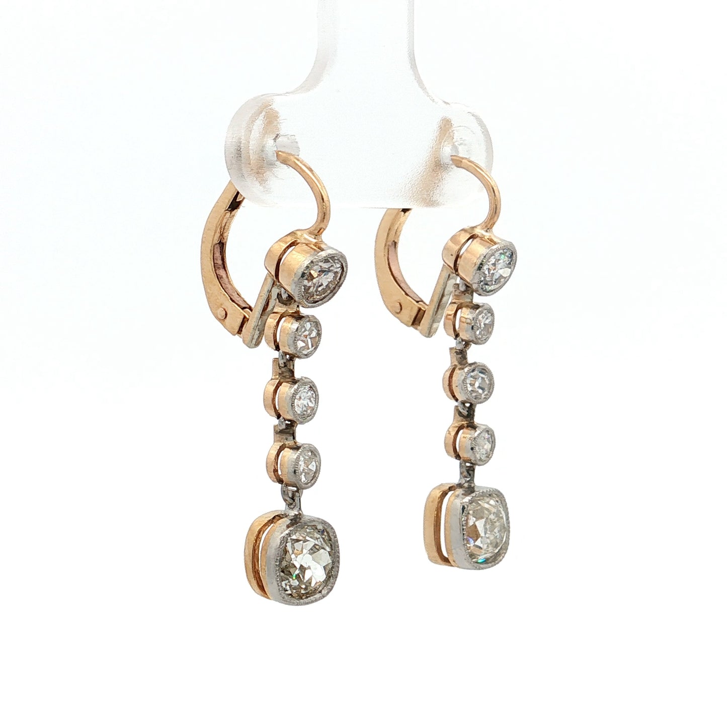 2.70 Old Mine Cut Diamond Drop Earrings 18k