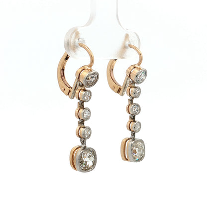 2.70 Old Mine Cut Diamond Drop Earrings 18k