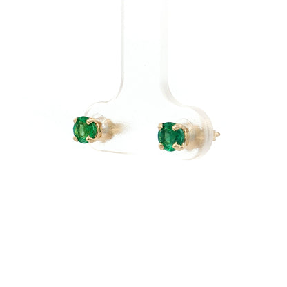 .60 Emerald Stud Earrings in 14k Yellow Gold