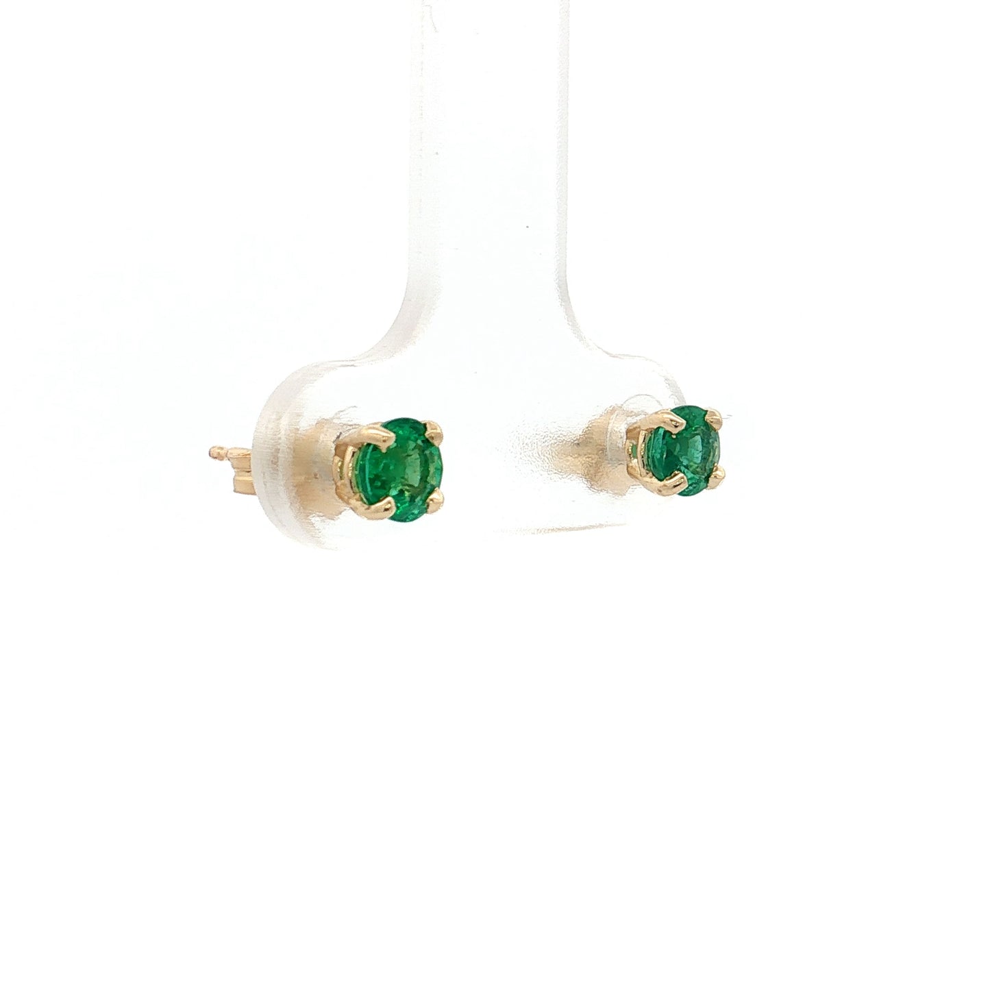 .60 Emerald Stud Earrings in 14k Yellow Gold