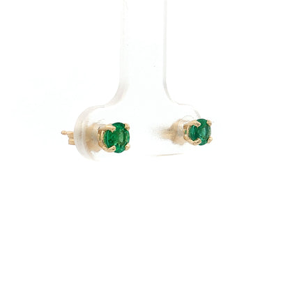 .60 Emerald Stud Earrings in 14k Yellow Gold