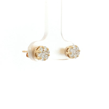 .48 Diamond Cluster Stud Earrings 14k Yellow Gold